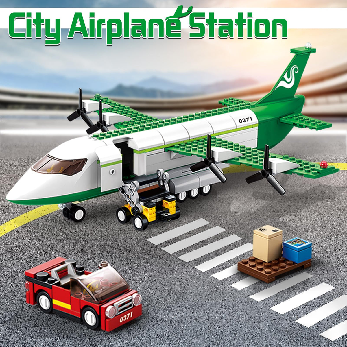 City Cargo Plane Building Set with Car O863051