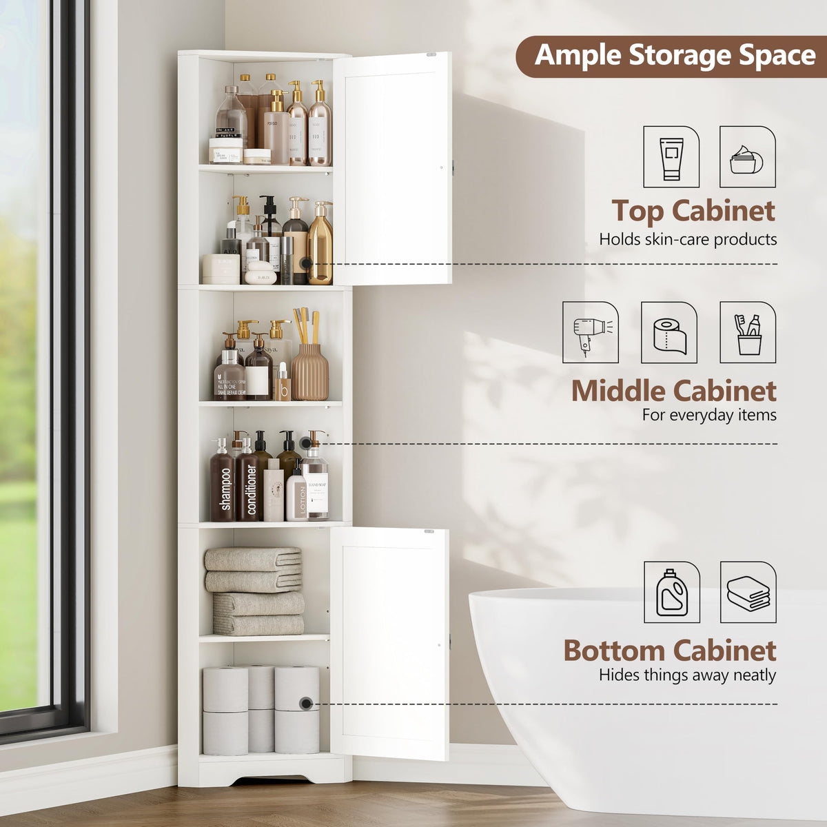 6-Tier Corner Storage Cabinet L950
