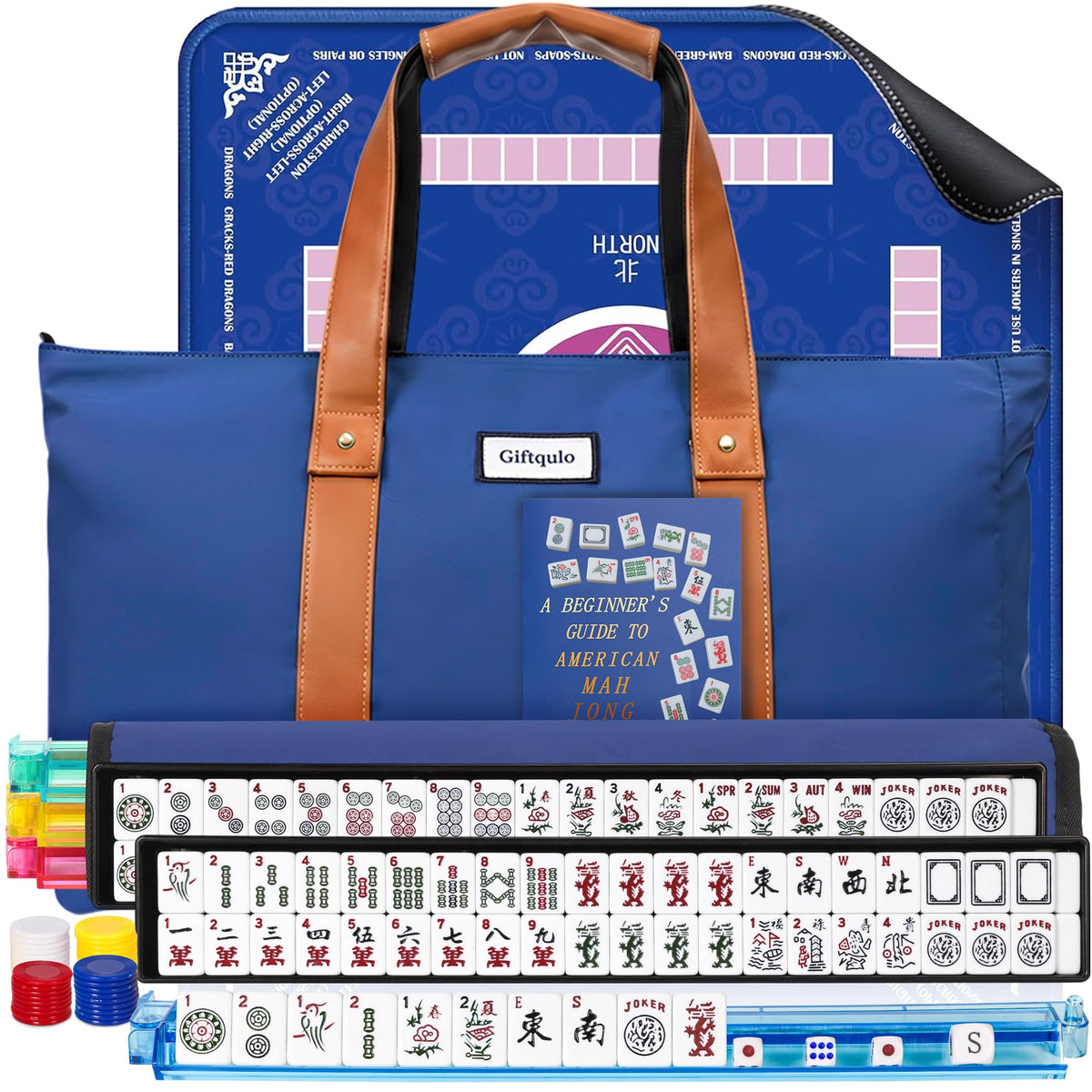 American Mahjong Game Set with Mat and Racks Q916257