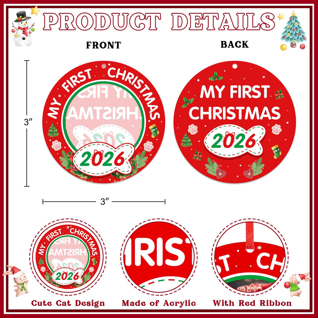 Personalized Picture Frame Cat's First Christmas Ornament 2026 Q120004