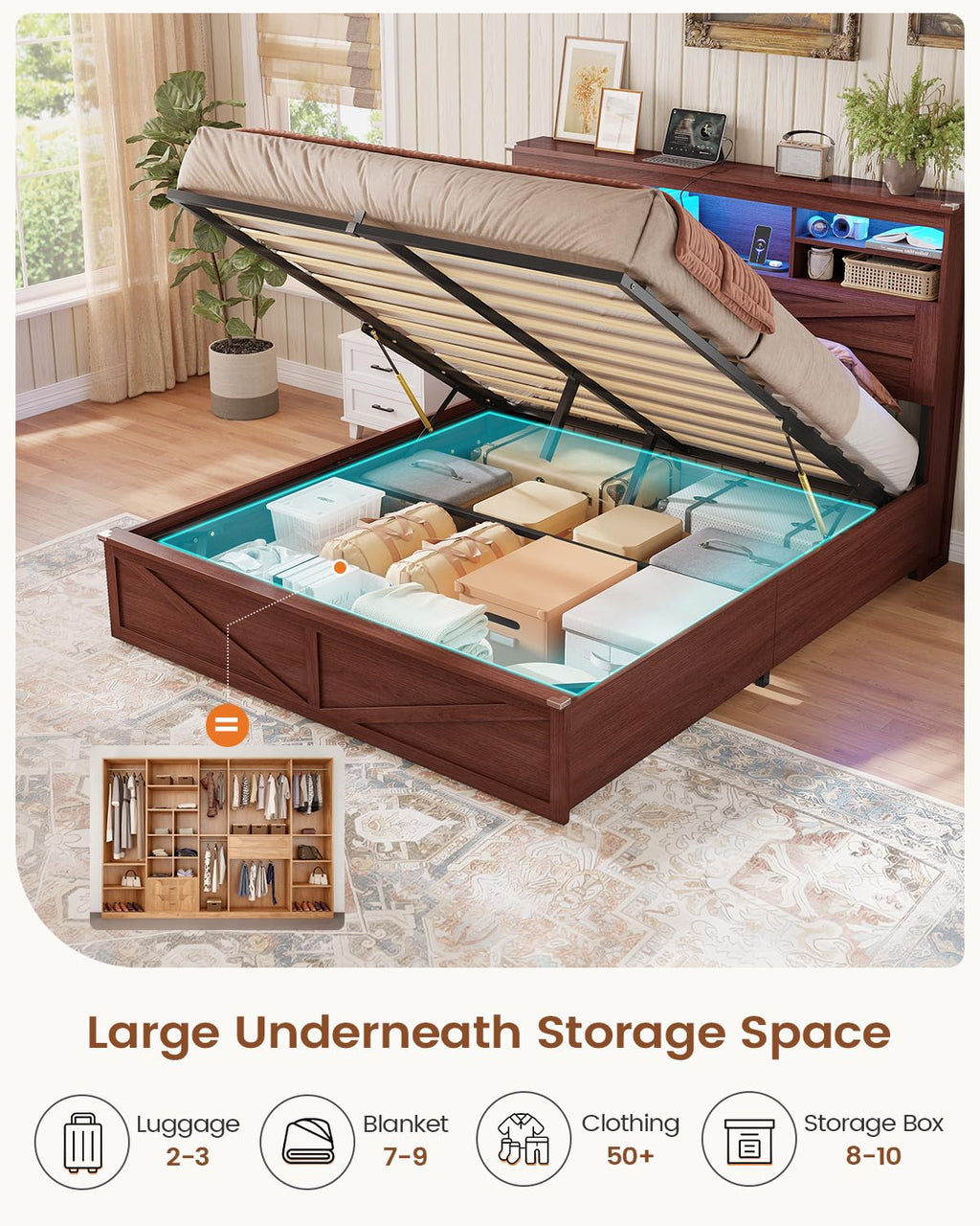 Queen Size Lift Up Storage Bed Frame L979