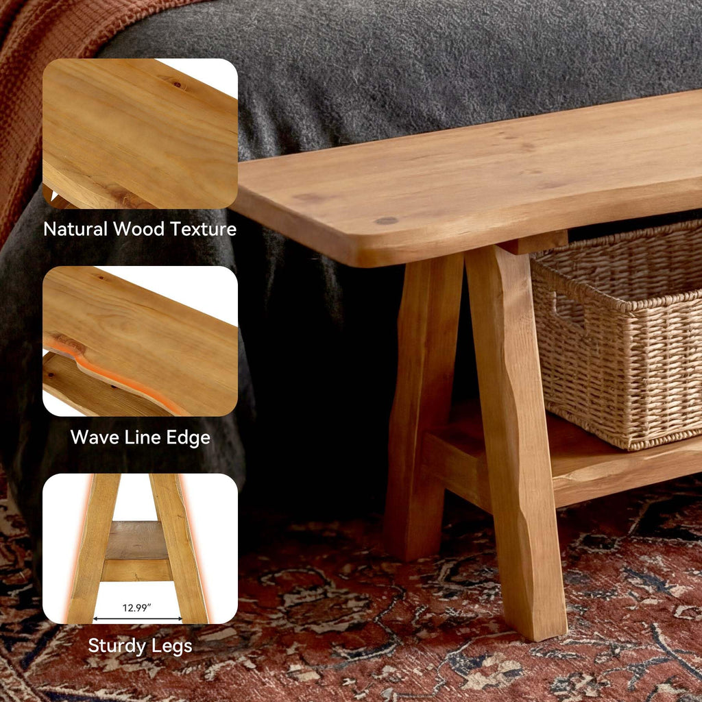 Brown Solid Wood Entryway Bench I4200