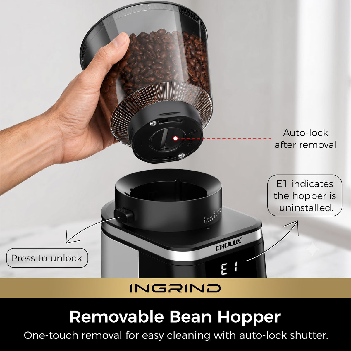 Electric Coffee Grinder with 60 Grind Settings U141
