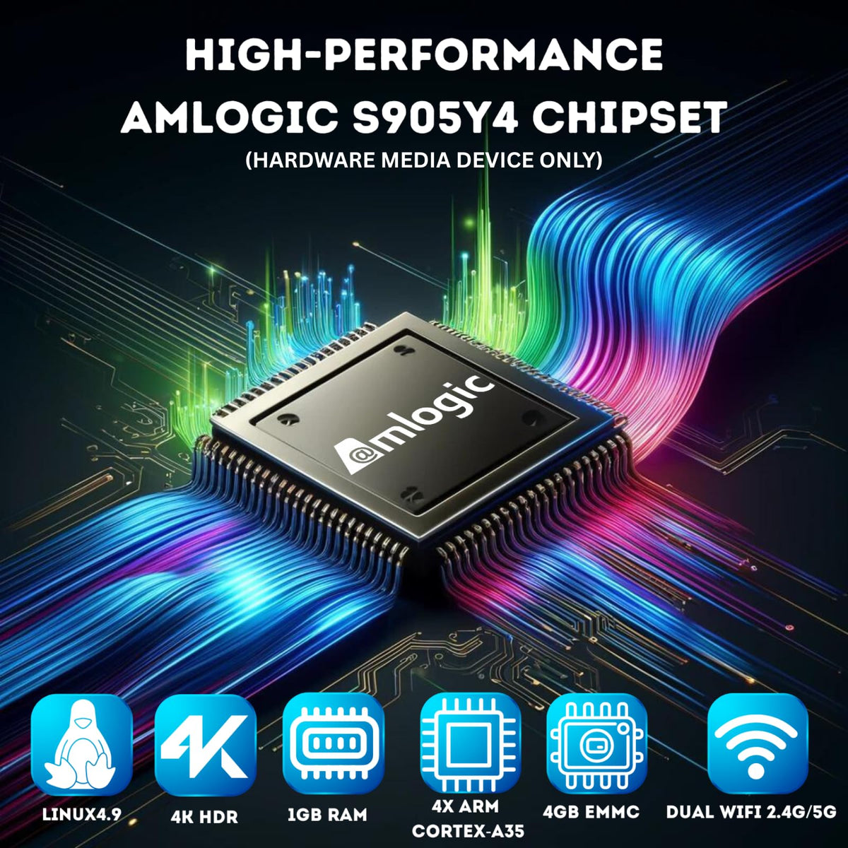4K HDR TV Streaming Device with 1GB DDR4 RAM 4GB Flash Memory Dual-Band WiFi O9362