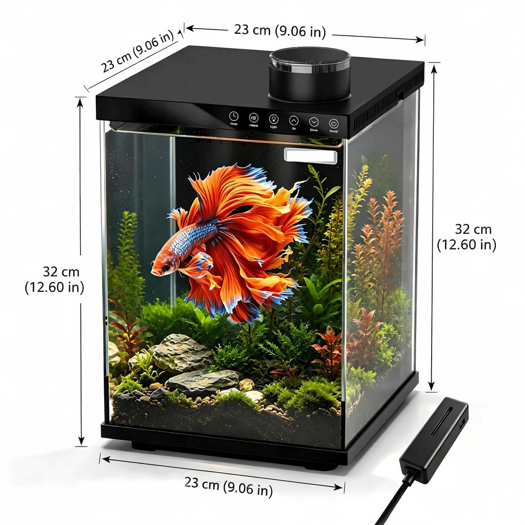 4 Gallon Ultra-Clear Glass Aquarium Kit with Auto Feeder B5728