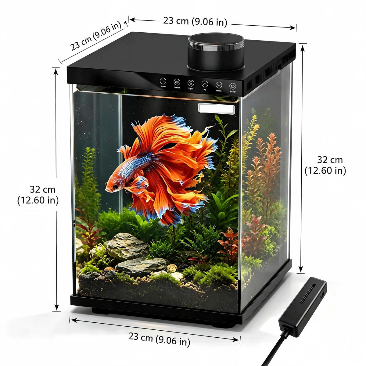 4 Gallon Ultra-Clear Glass Aquarium Kit with Auto Feeder B5728