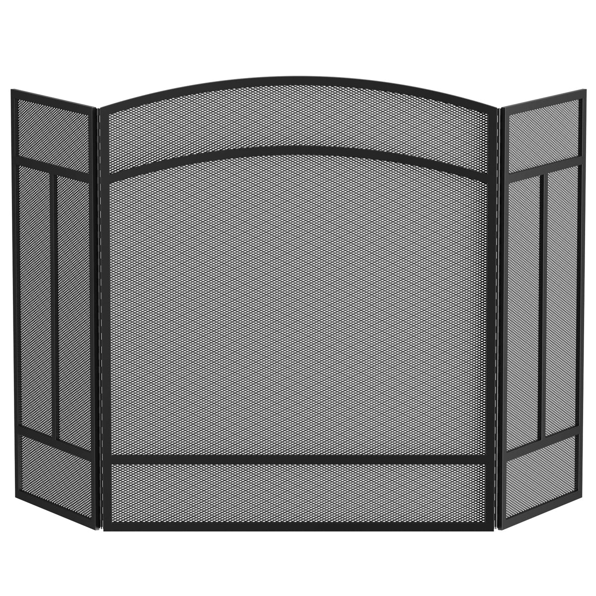 Black 3 Panel Wrought Iron Fireplace Screen T49739