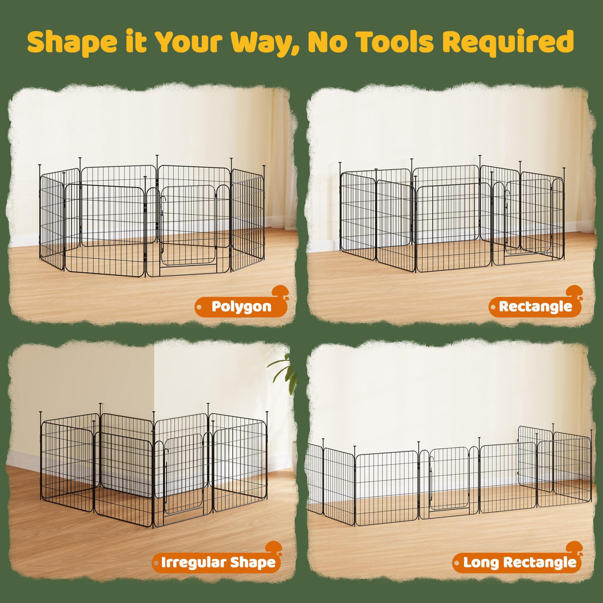 24in 8-Panel Expandable Dog Playpen J3848