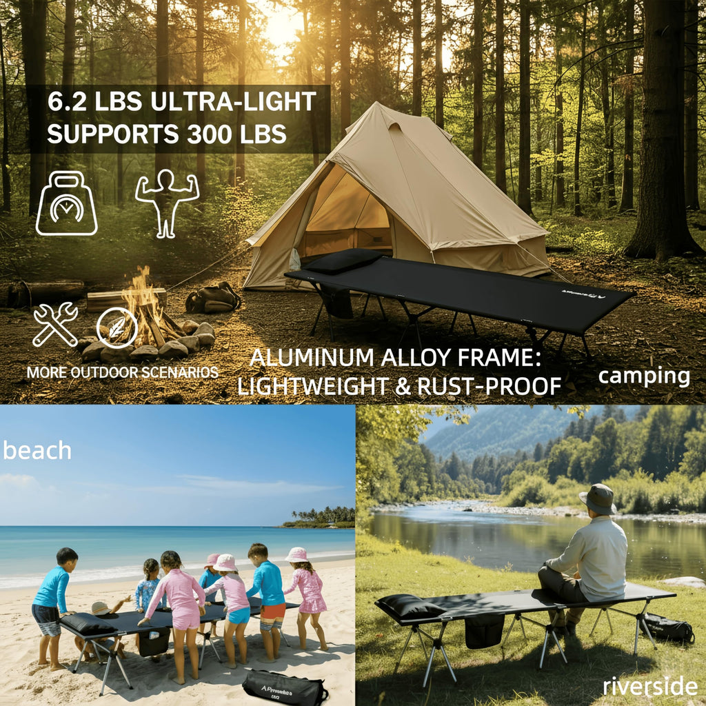 Lightweight Foldable Camping Cot 300 lbs Capacity Y261