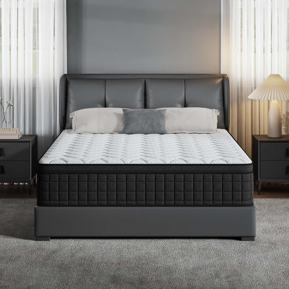 Queen 12 Inch Memory Foam Hybrid Pocket Spring Medium Firm Mattress J72917