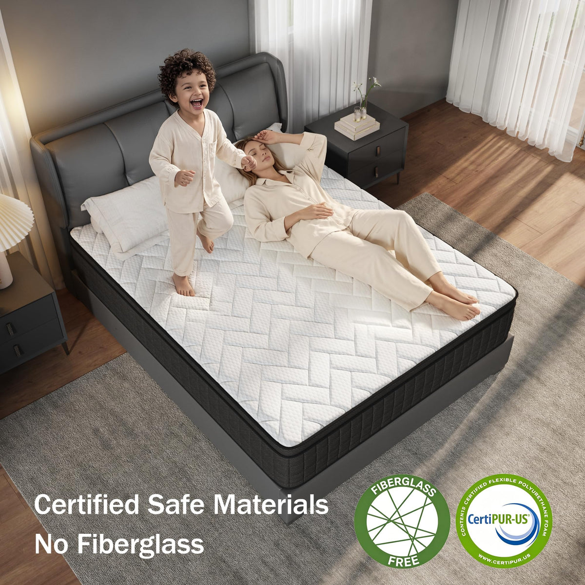 Queen 12 Inch Memory Foam Hybrid Pocket Spring Medium Firm Mattress J72917