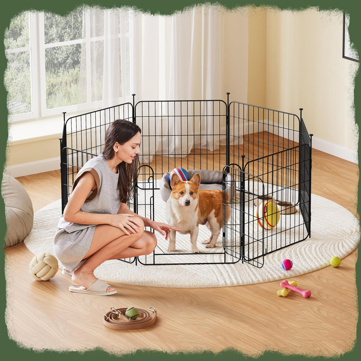 24in 8-Panel Expandable Dog Playpen J3848