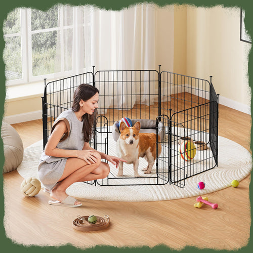24in 8-Panel Expandable Dog Playpen J3848