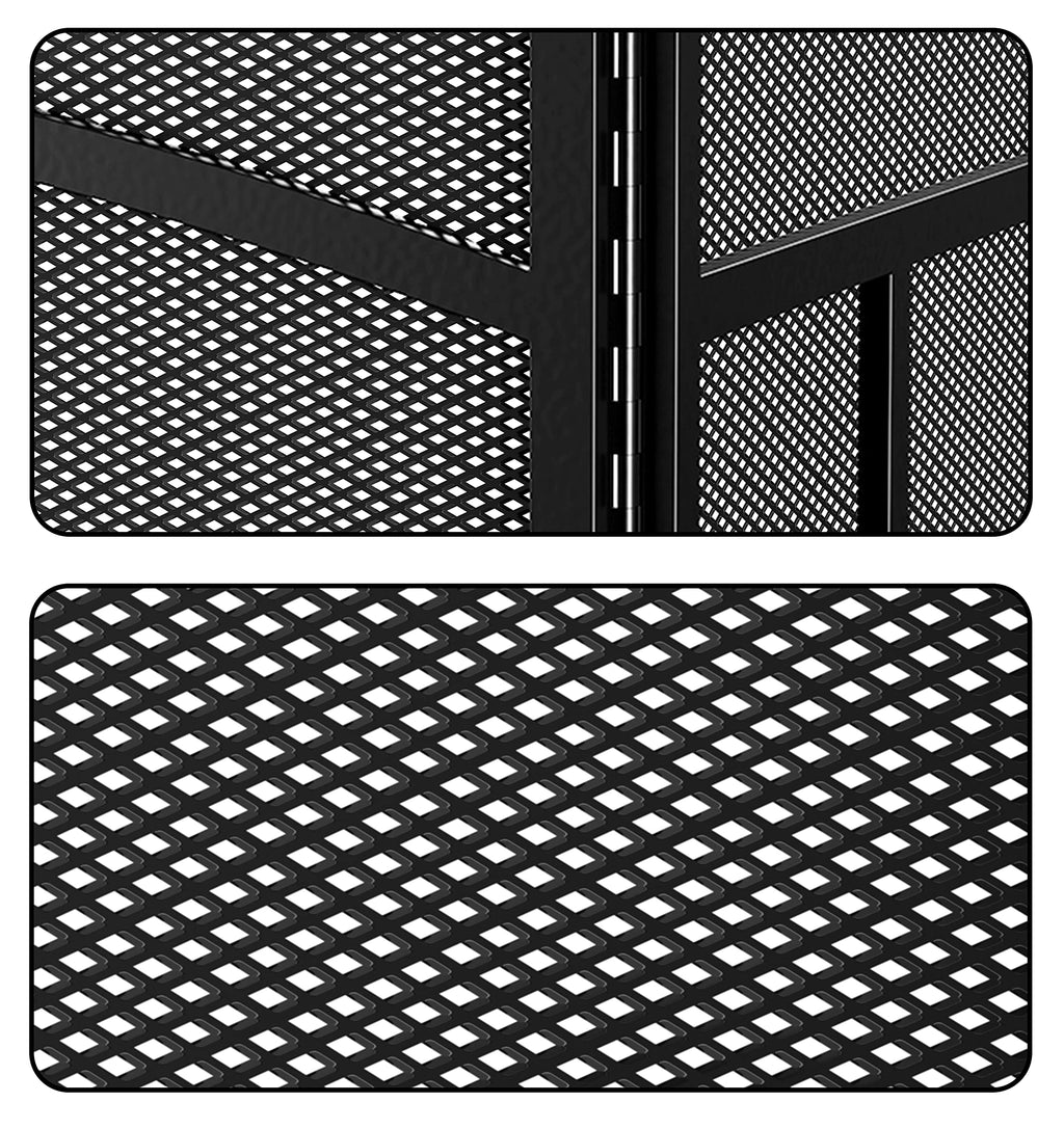 Black 3 Panel Wrought Iron Fireplace Screen T49739