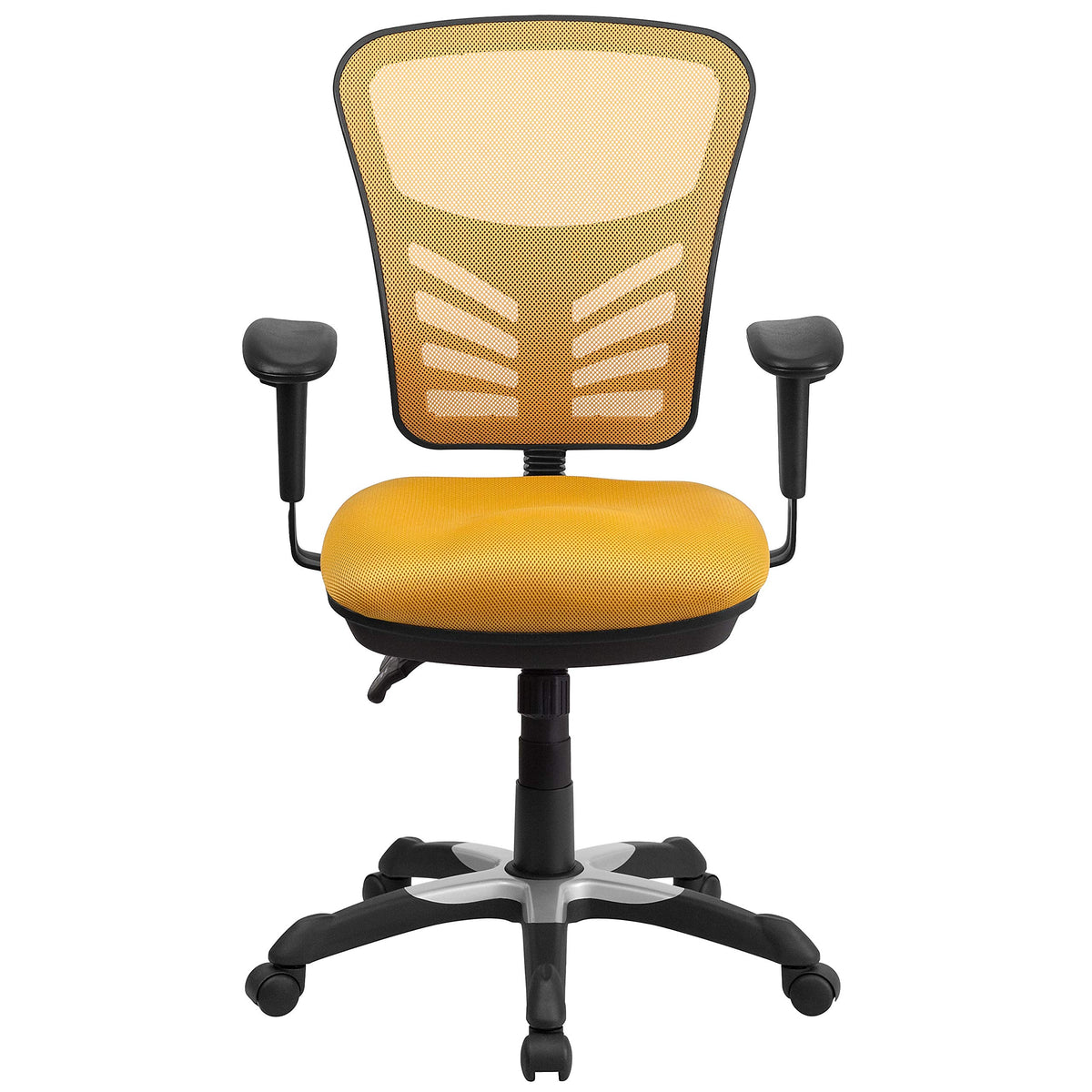 Yellow-Orange Mesh Ergonomic Office Chair with Adjustable Arms V281488
