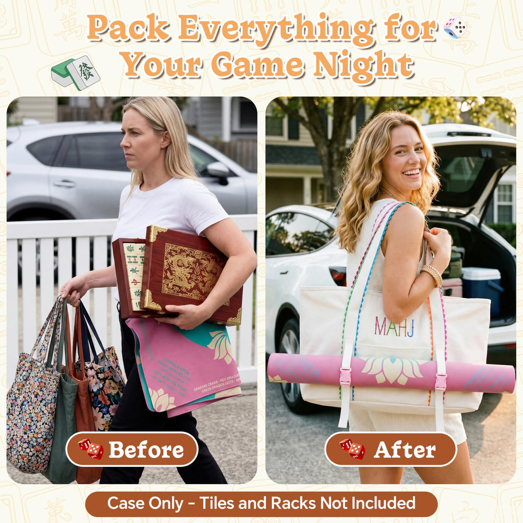 3 Pcs Canvas Mahjong Bag Set L319912