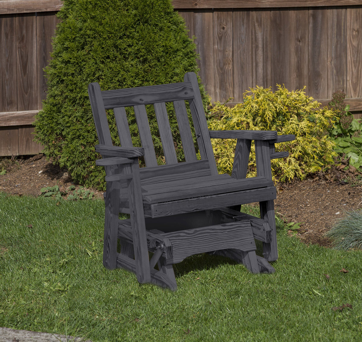 Black Outdoor Glider Chair with Cup Holders T570